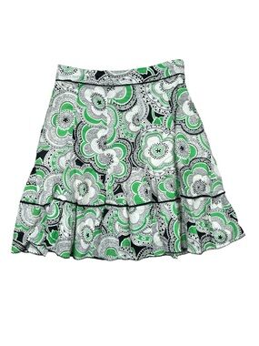 Anthropologie Fei Green Paisley Floral Boho Tiered Ruffle Mini Skirt Y2K - 6